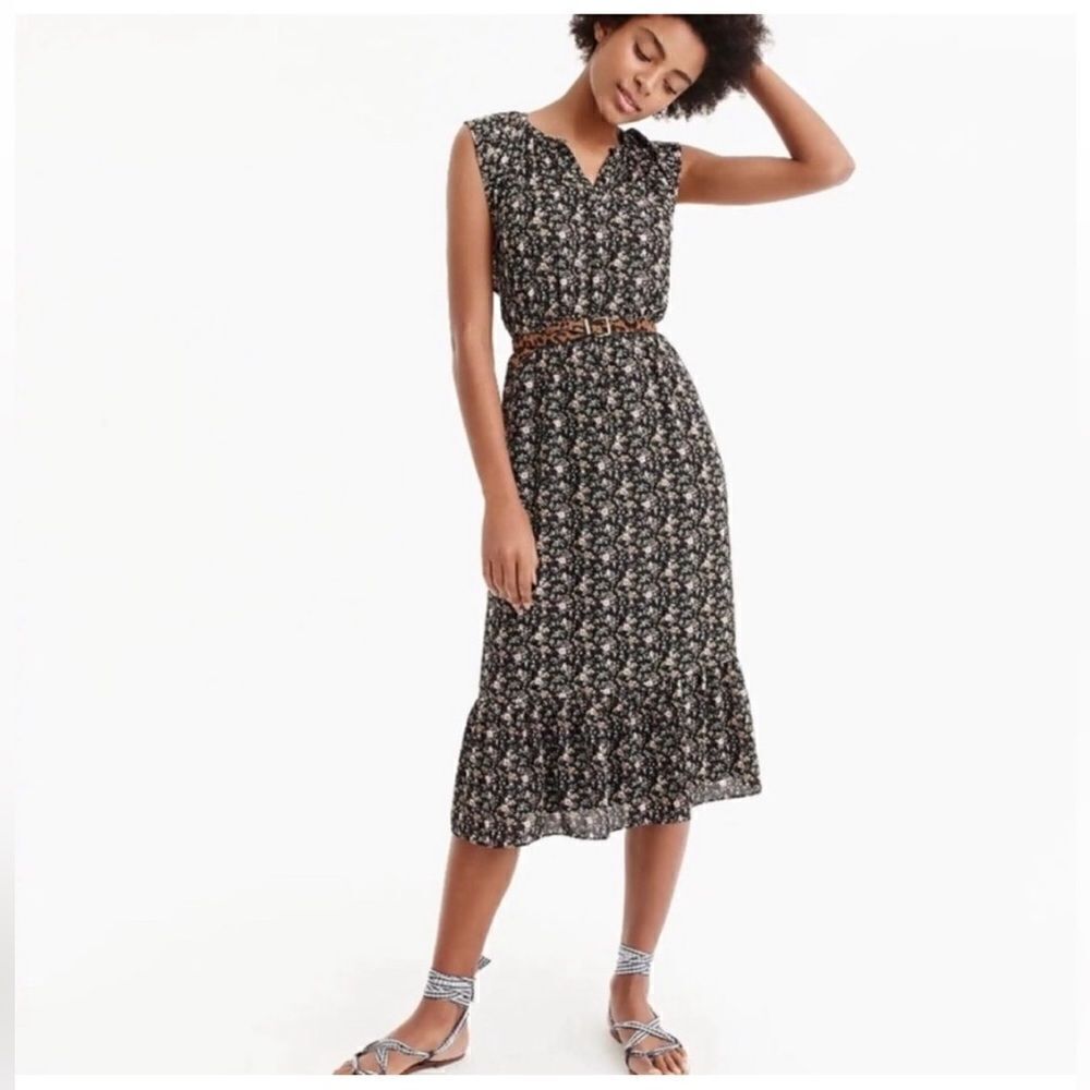 Women’s J. CREW MERCANTILE Floral midi dress spring casual sleeves medium